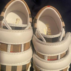 Vintage Check Cotton and Leather Sneakers